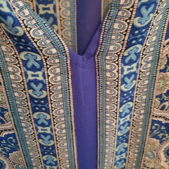 Blue & Turquoise Sleeveless Paisley Top XL - Picture 5 of 5